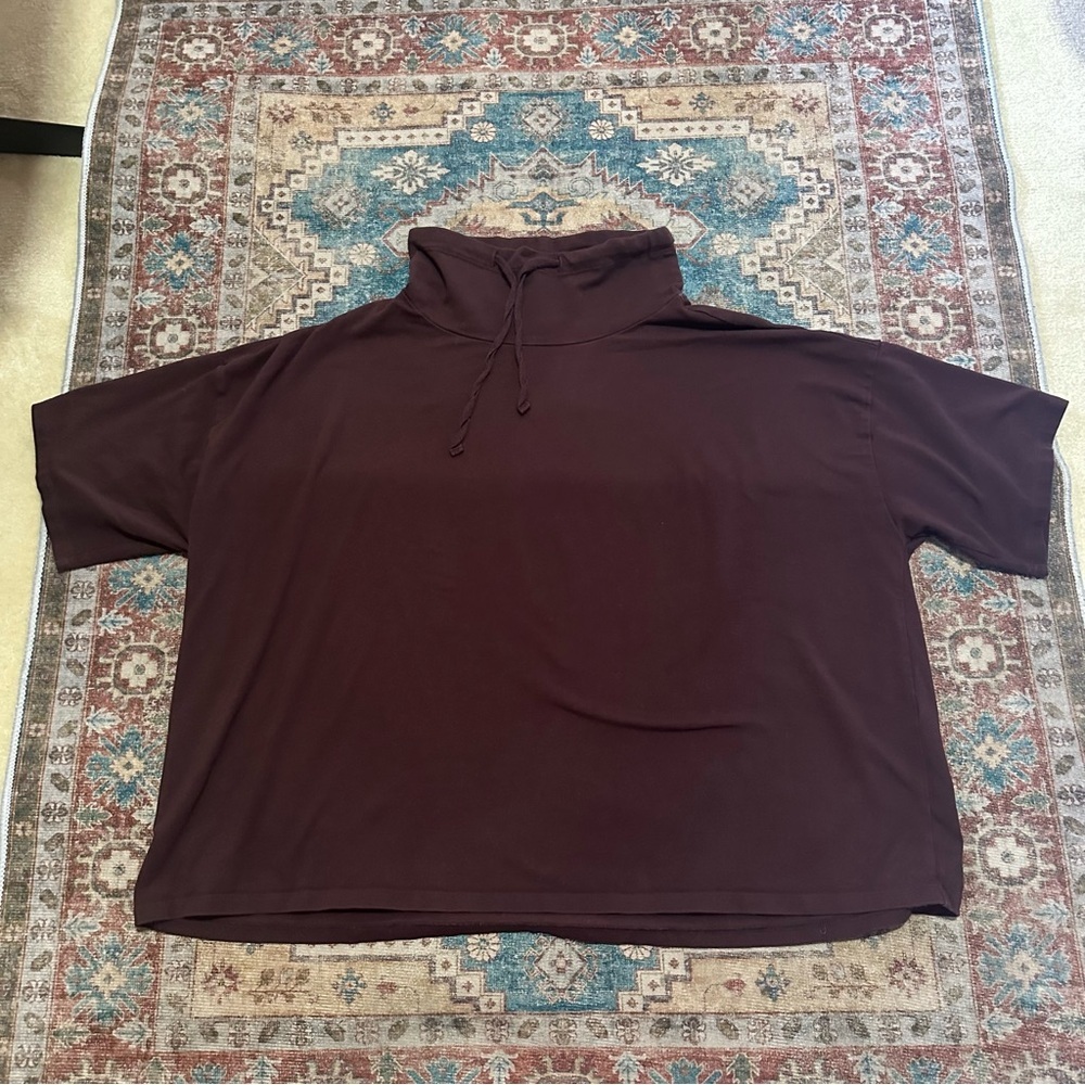 Traceable Organic Cotton Jersey Funnel Neck Box-Top Boxy Fit, Short Length SZ L - Picture 6 of 12